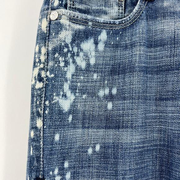 Bebe (28) (31x34) Long Distressed Bootcut Jeans Bleached Light Wash Low Rise - Picture 7 of 9